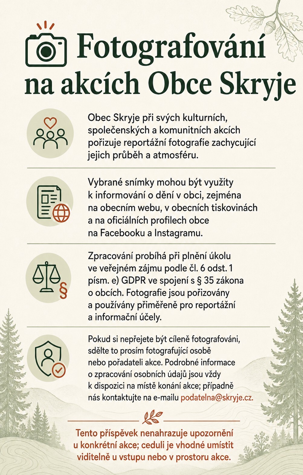 PLÁNOVANÉ AKCE VE SKRYJÍCH 2026