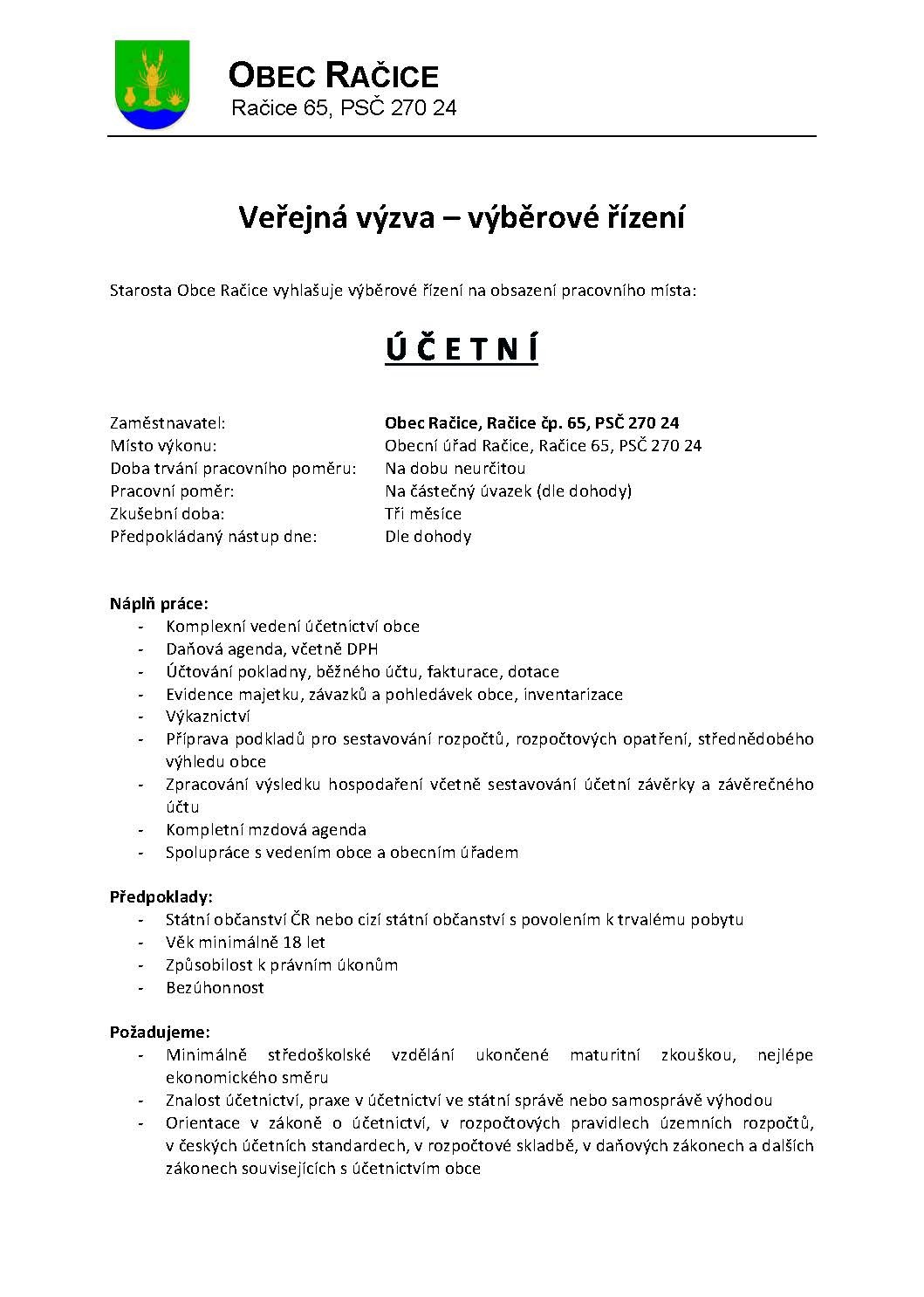 Nabídka Obce Račice II
